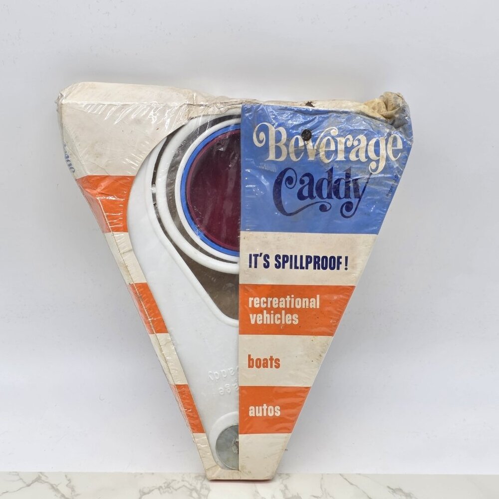 Vintage Beverage Drink Caddy Spill Proof Boat RV Auto Gyro action 12 oz can 70s